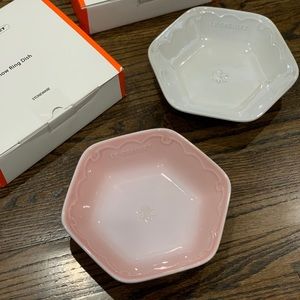 SALE New Le Creuset Snow Ring Dishes Shell Pink & Pearlized White